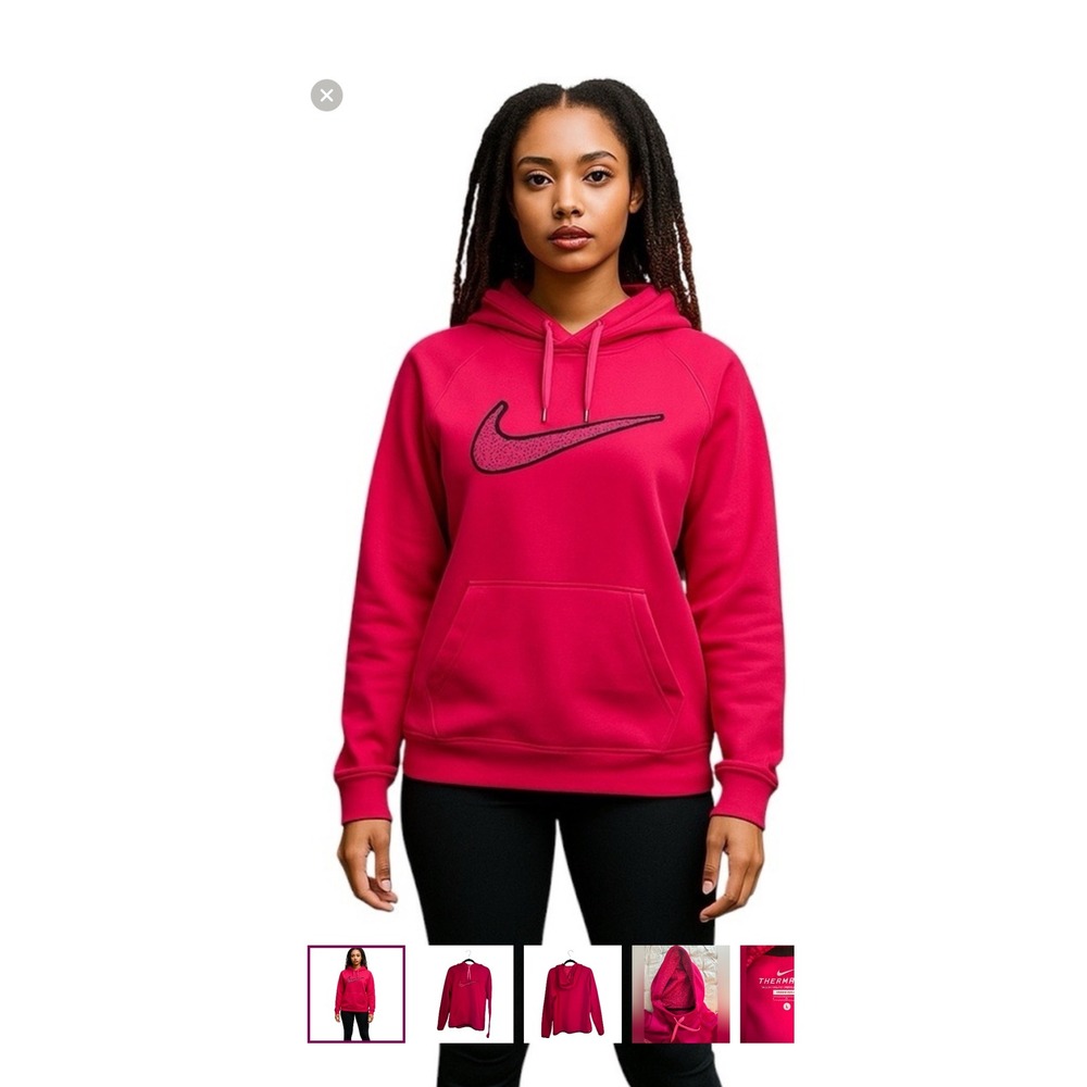 Nike Therma Fit Pink Graphic Logo Hoodie Sweatshirt Women's XL